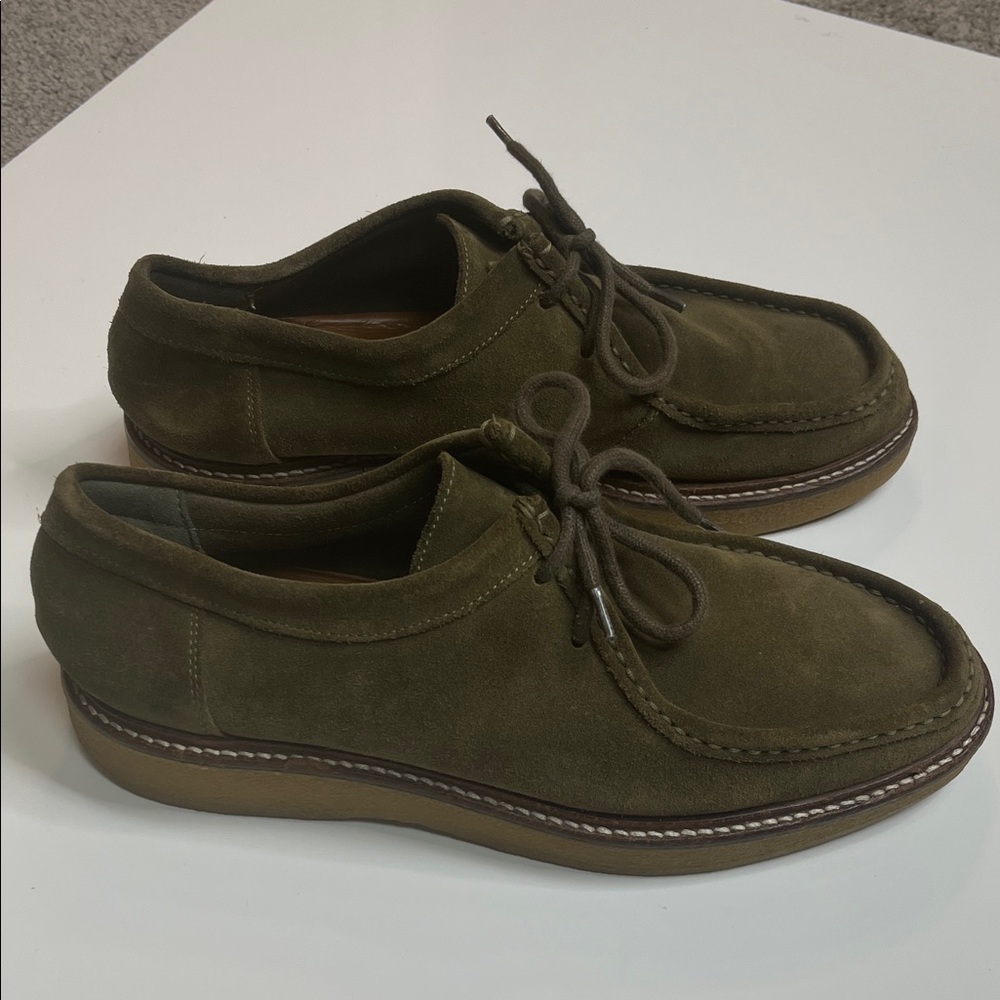 Mango Olive Green Suede Lace Up Wallabies Size 8.5